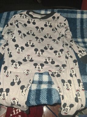 Disney Gray Mickey Mouse Kids Pajama Set with Black Accents